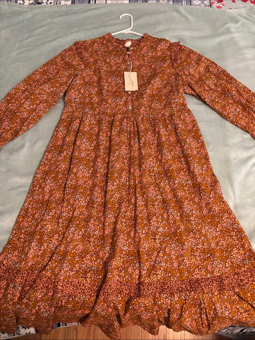 Universal Thread Rust Floral Tiered Midi Dress - Picture 3 of 5
